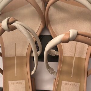 Dolce Vita Tan and Cream Woven Strap Sandals